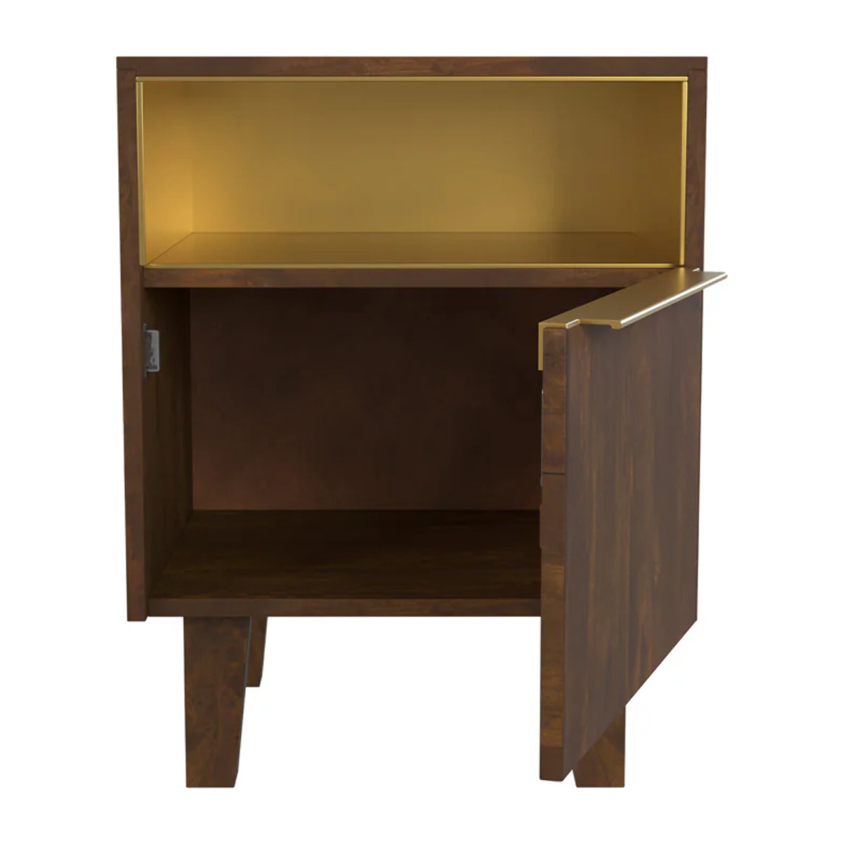 Table de chevet en bois et métal, 1 tiroir et 1 porte - Taiko