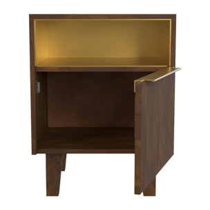 Table de chevet en bois et métal, 1 tiroir et 1 porte - Taiko