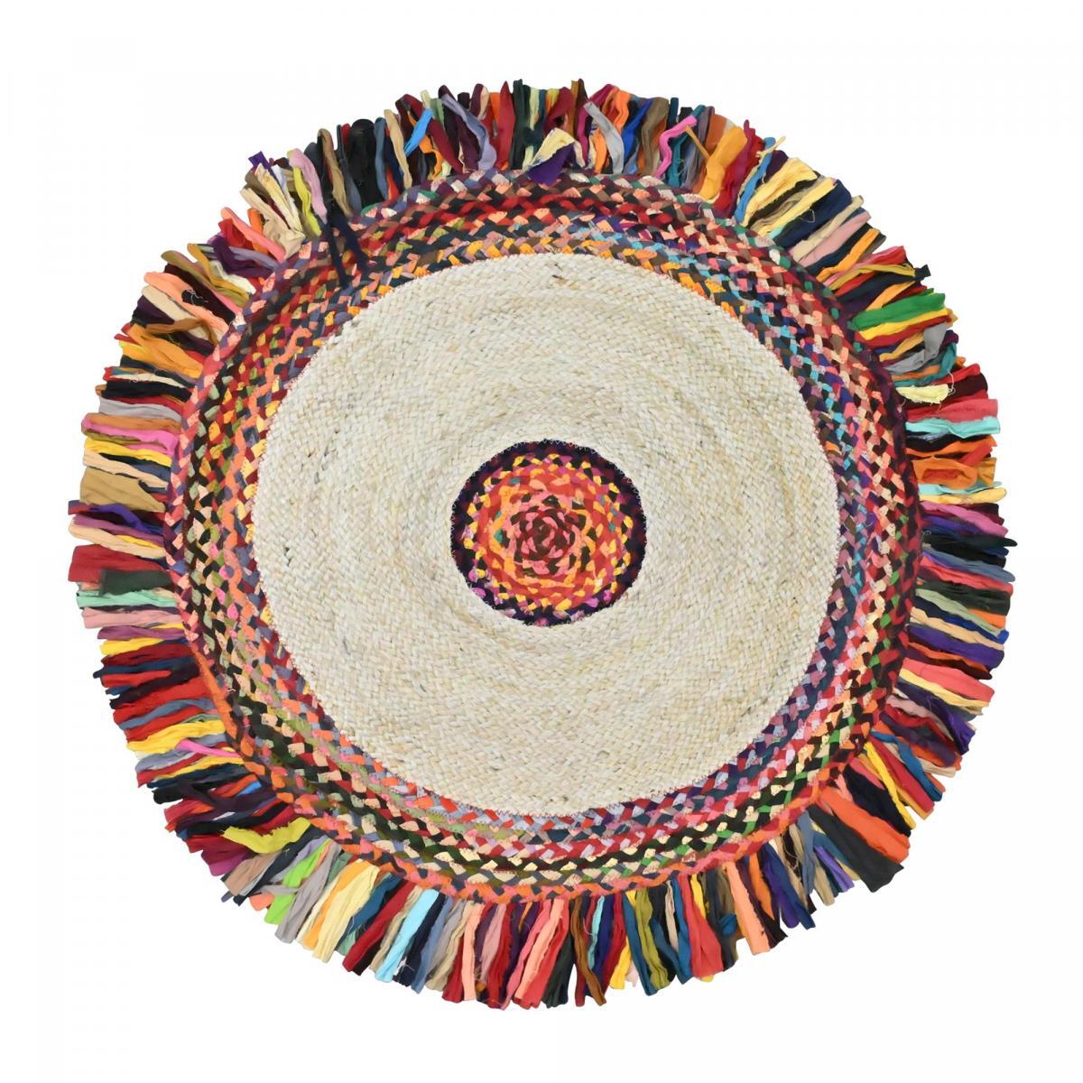 Tapis kilim rond fabriqué à la main en jute ORA