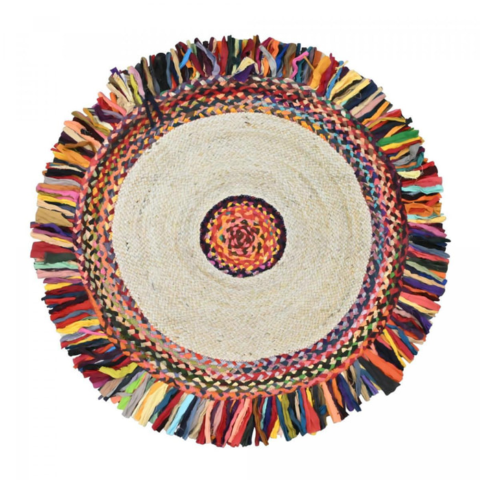 Tapis kilim rond fabriqué à la main en jute ORA