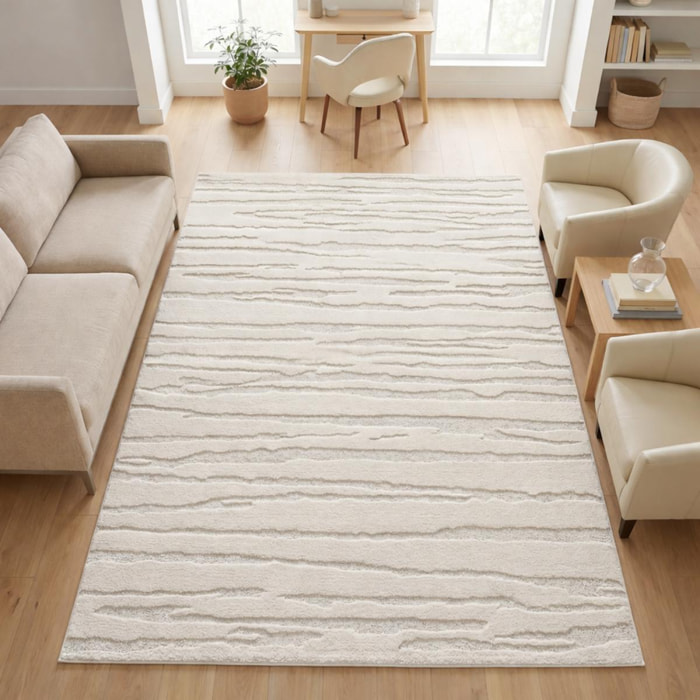 Tapis Tegi en relief avec motif simple et effet faux-uni