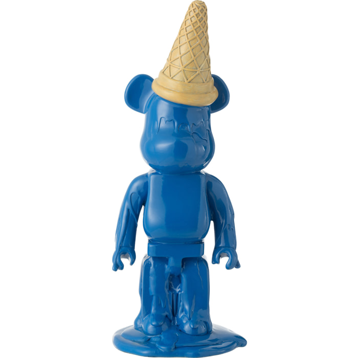 J-Line décoration Ours Cornet Glace - plastique - bleu