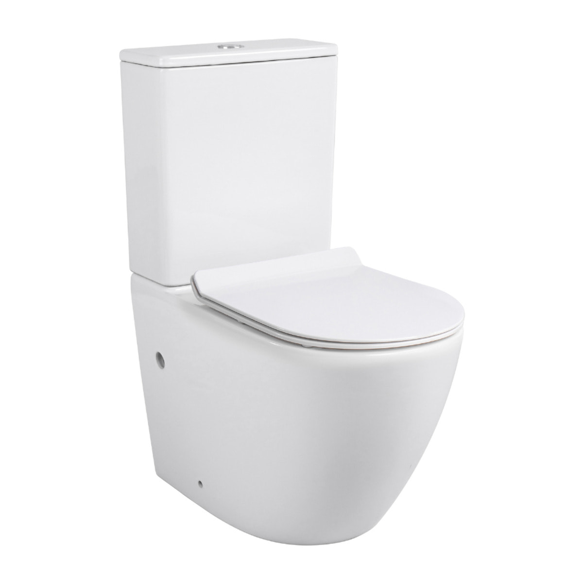 WC à poser sans bride en céramique + abattant SoftClose + réservoir de chasse, alimentation par le bas, blanc (CEPX030RREXVPBI)