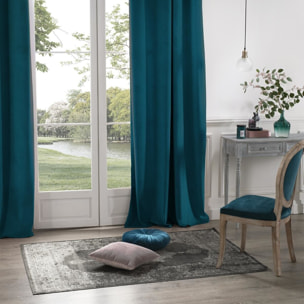 Rideau occultant "Dolce" velours bleu canard 140x260cm