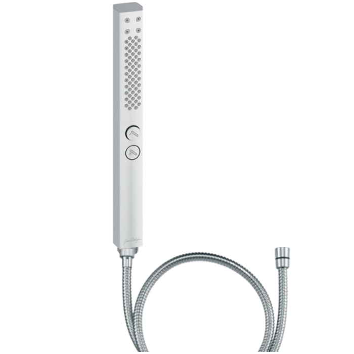 Pommeau de douche Shift+ carré 2 jets chromé + flexible 175 cm métal