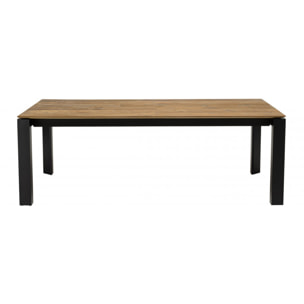 MADISON - Table à manger rectangulaire extensible 220/320cm bois teck recyclé pieds métal noir