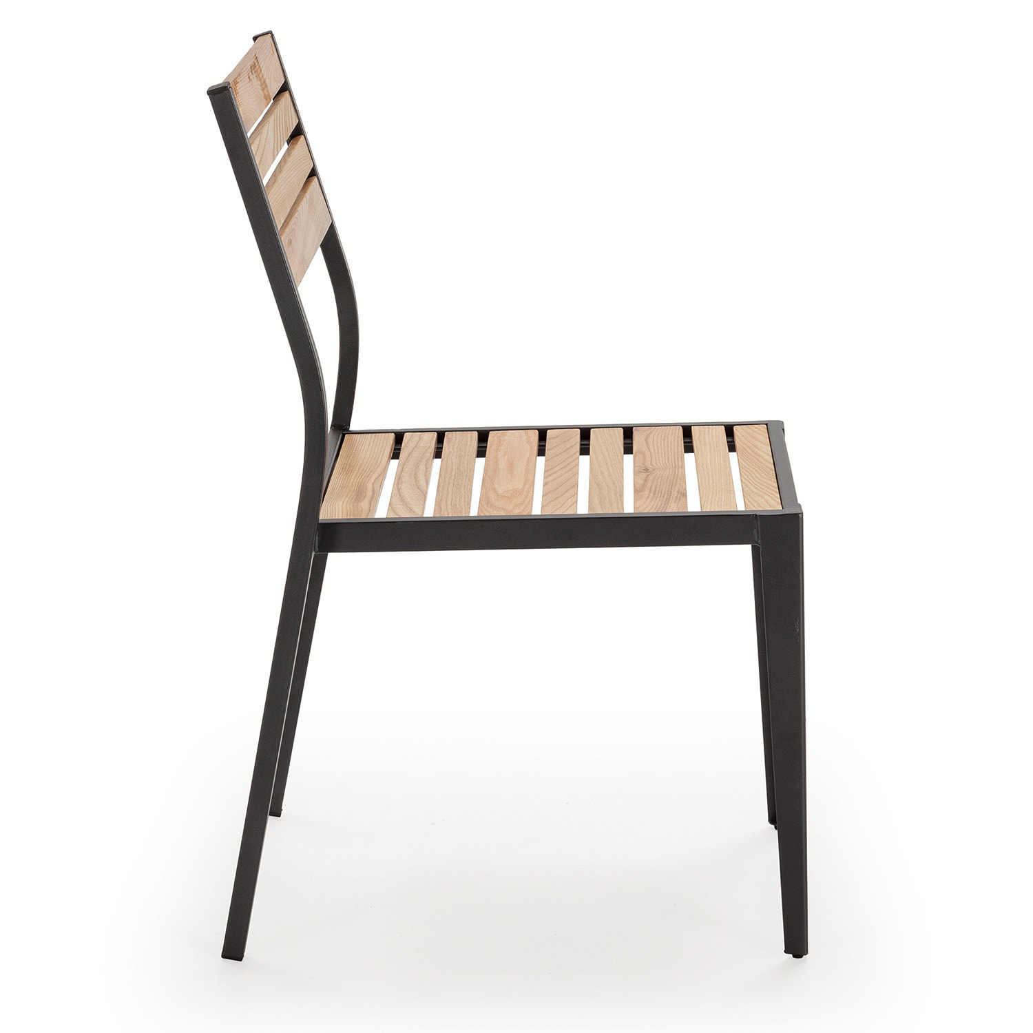 Pack 4 sillas de Jardín apilables Coral de Madera y Metal Negro