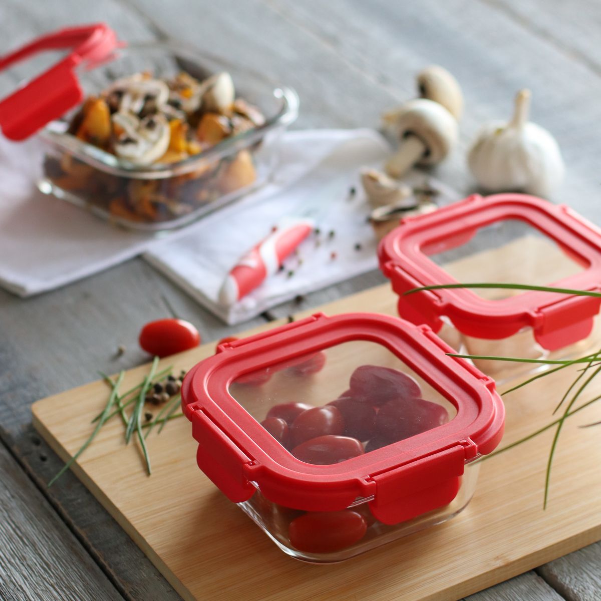 Lot de 6 boîtes hermétiques carrées en verre CRISTAL