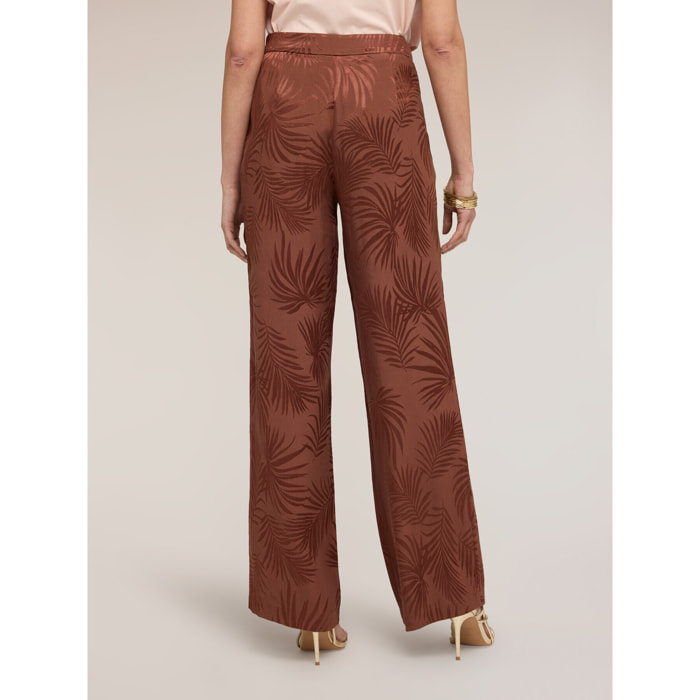 Motivi - Pantalones palazzo en raso jacquard - Marrón