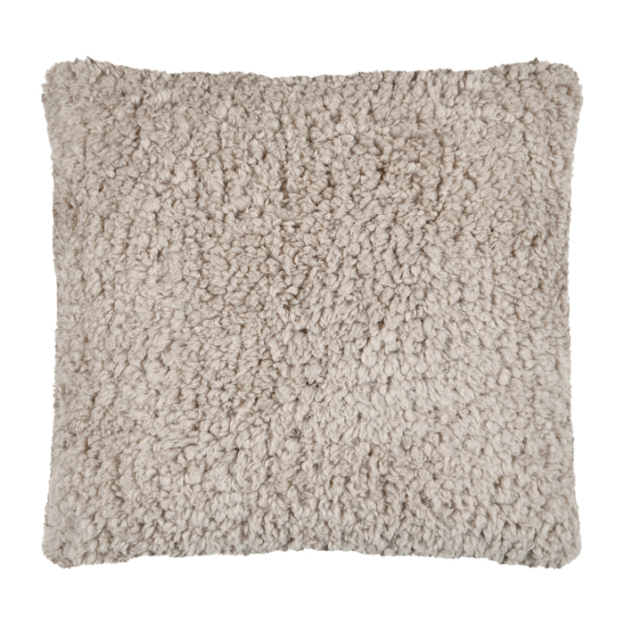 Coussin carré moelleux fausse fourrure - Taupe