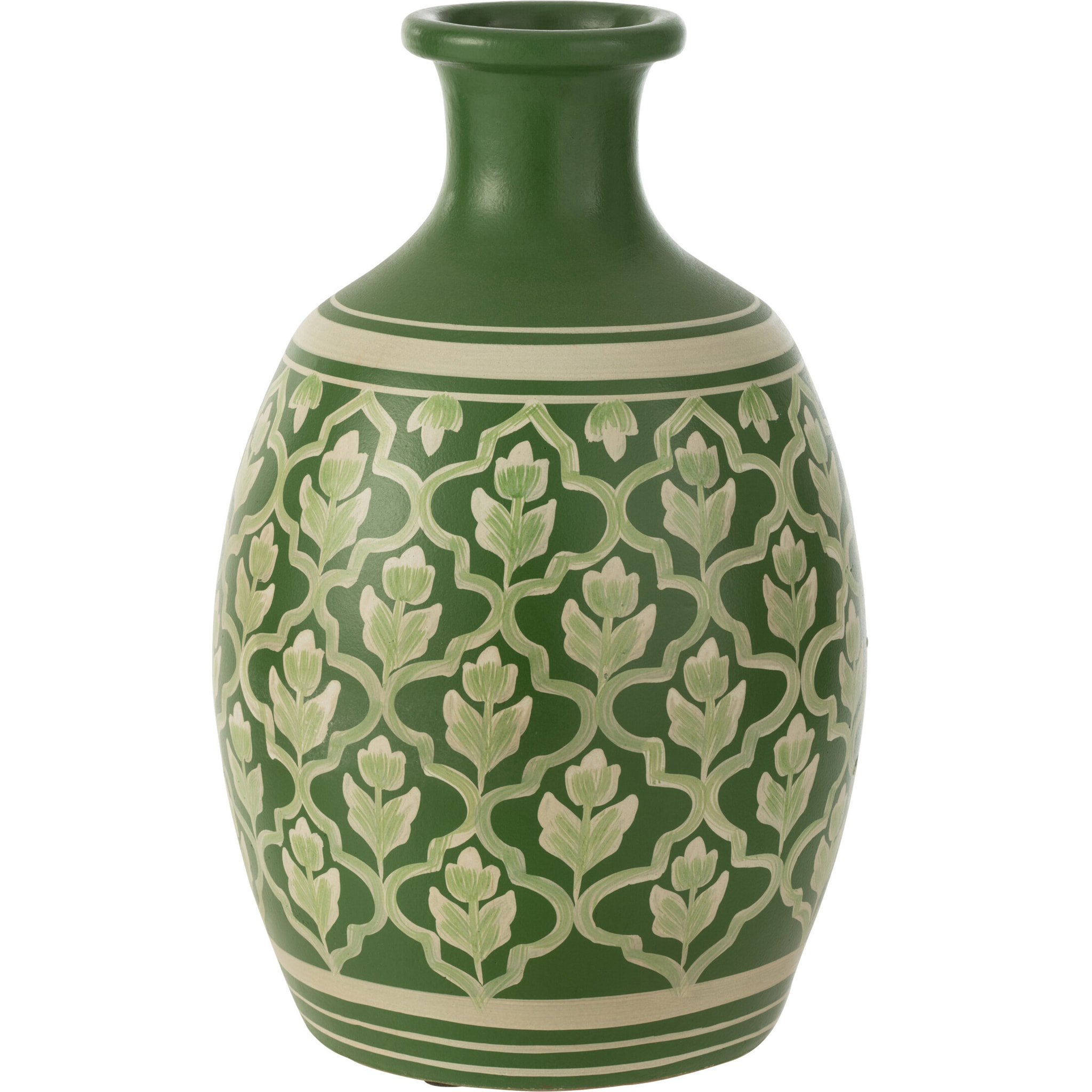 J-Line vase Fleurs + Lignes - terre cuite - vert/blanc - Ø 27 cm