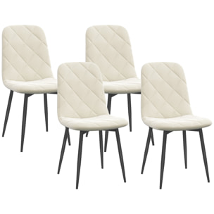 Lot de 4 chaises velours - chaises de salle à manger design Chesterfield - beige clair