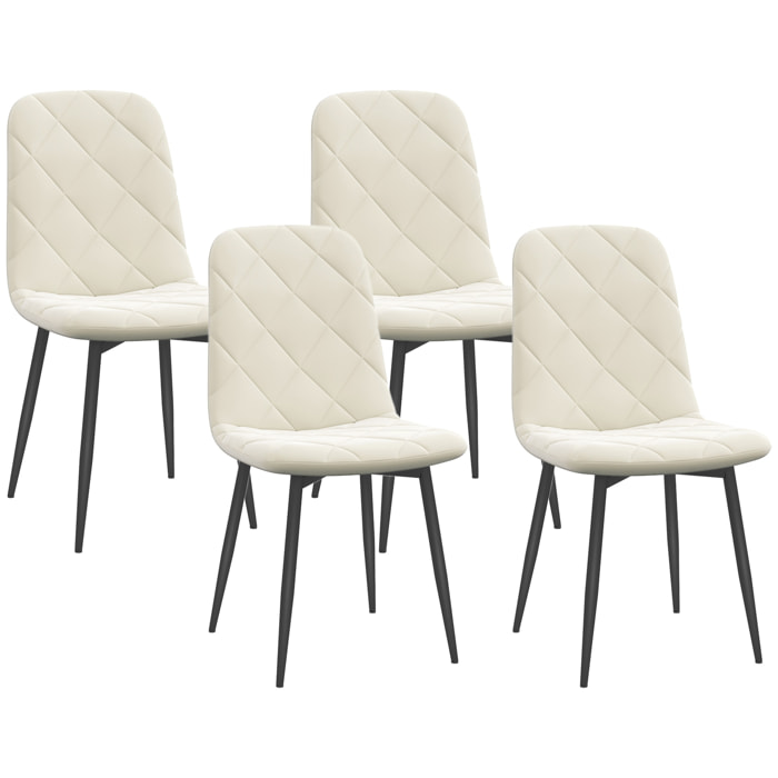 Lot de 4 chaises velours - chaises de salle à manger design Chesterfield - beige clair