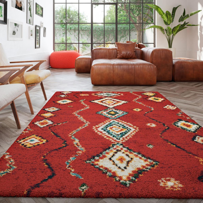 Tapis shaggy tissé motif berbère JECI