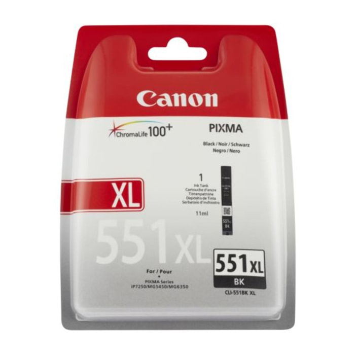 Cartouche d'encre CANON Originale CLI-551 XL Noire Photo Haute Capacité - 6444B001