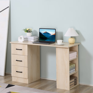 Bureau informatique table multi-fonctions 3 tiroirs 2 étagères dim. 120L x 49l x 72H cm MDF aspect bois