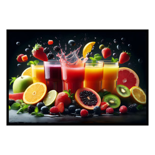 Affiche encadrée fruits rouges en éclaboussure Affiche + cadre en métal - Noir