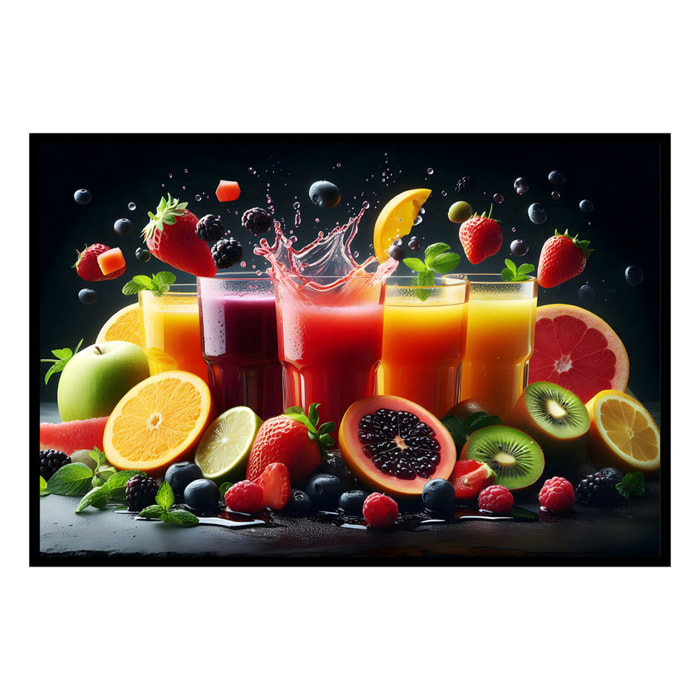 Affiche encadrée fruits rouges en éclaboussure Affiche + cadre en métal - Noir