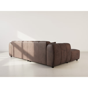 Curtis - canapé d'angle gauche 4 places en simili - Marron