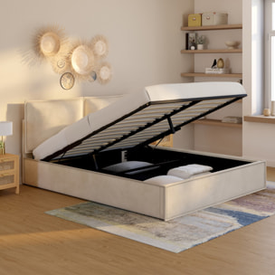 Lit coffre Lilou 160x200cm velours beige