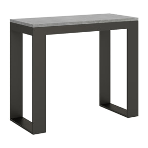 Console extensible 90x40/300 cm Tecno Evolution Gris Béton cadre Anthracite