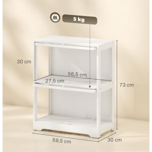 Vitrina Expositora para Colecciones de 2 Niveles, Vitrina con Puertas Abatibles de Acrílico, Anti-vuelco, Armario Auxiliar para Perfumes, Figuras de Decoración, 59,5x30x73 cm, Blanco