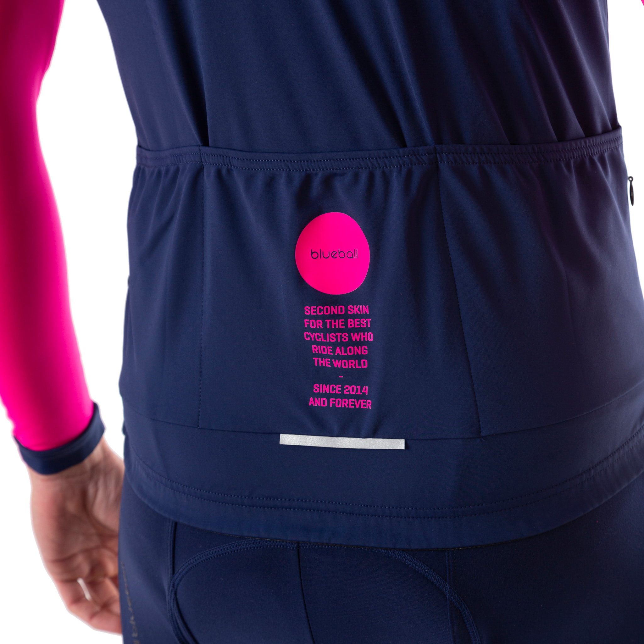 Camiseta ciclista hombre manga larga color azul/rosa