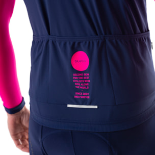 Camiseta ciclista hombre manga larga color azul/rosa