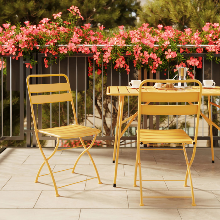 Lot de 2 chaises de jardin en métal jaune beurre, pliantes - Yumi