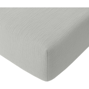 Drap Housse - Bonnet:30cm 100% gaze De Coton Gris Glacier