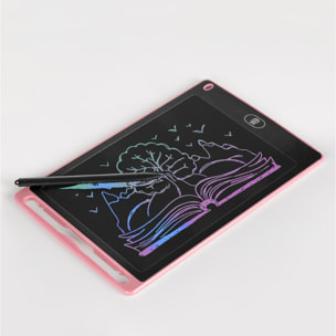 Tavoletta per scrivere e disegnare LCD portatile da 8,5 pollici con magneti di fissaggio. Sfondo multicolore.