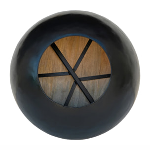 Table basse ronde en bois massif et métal D70 cm - Tajy