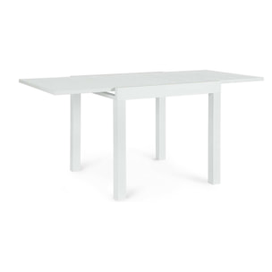 Tavolo allungabile da giardino CLIV con piano effetto legno e struttura in alluminio bianco, 80×80 – 160×80 cm