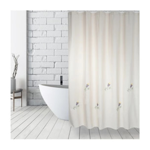 Rideau de douche Coton & Polyester TULIP 180x200cm QUALITE PREMIUM Beige - Anneaux inclus MSV