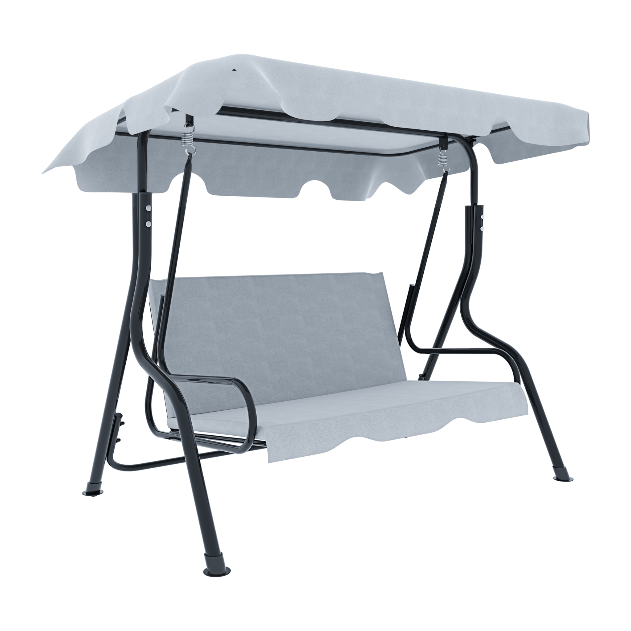 Dondolo 3 Posti Algarve Con Tettuccio Parasole Regolabile Cuscini Imbottiti Struttura Robusta In Acciaio Da Giardino 170 x 110 x 153 cm Grigio