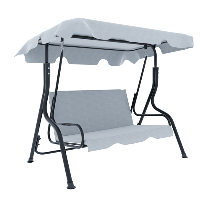 Dondolo 3 Posti Algarve Con Tettuccio Parasole Regolabile Cuscini Imbottiti Struttura Robusta In Acciaio Da Giardino 170 x 110 x 153 cm Grigio