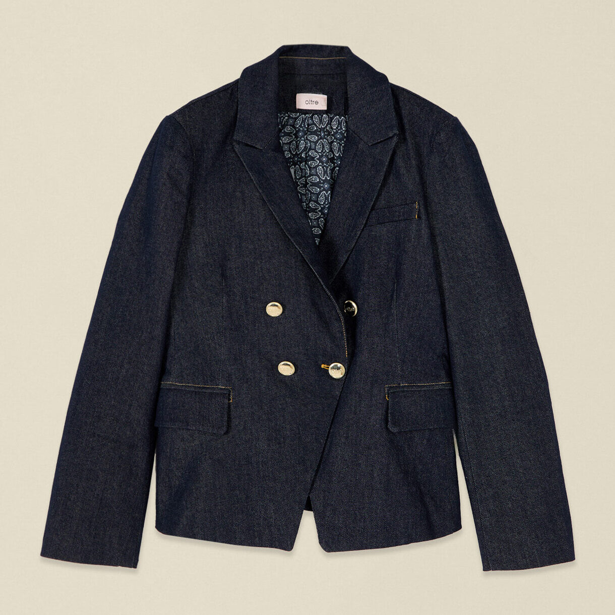 Oltre - Chaqueta cruzada de denim - Azul