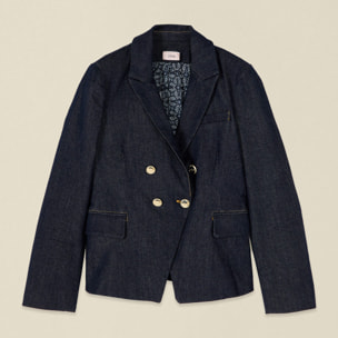Oltre - Chaqueta cruzada de denim - Azul