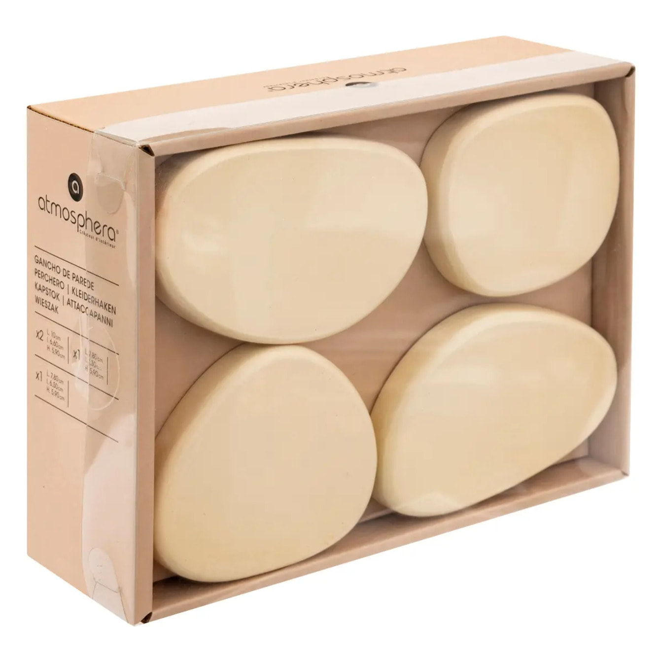 Lot de 4 patères organiques Karen blanc ivoire L7/10cm