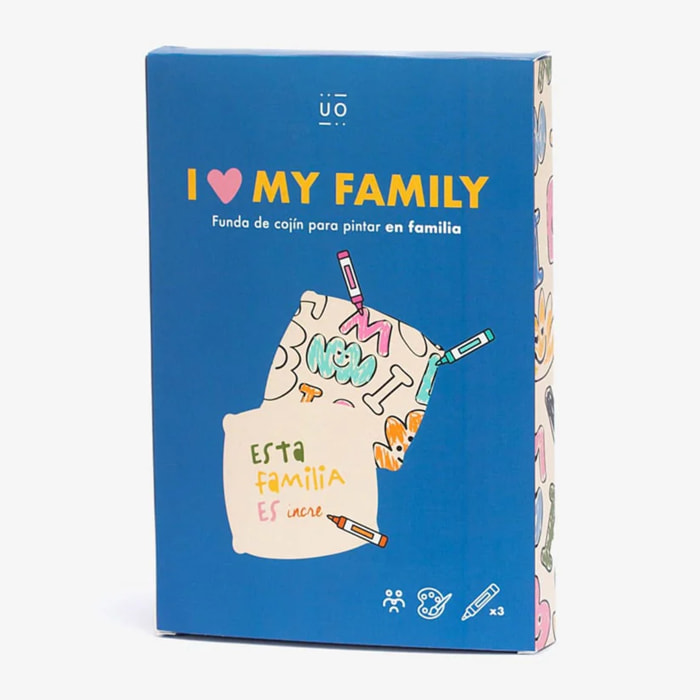 Funda de cojín "Familia" con rotuladores