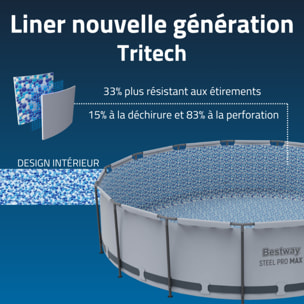 Bestway Piscine hors sol tubulaire ronde Bestway Steel Pro Max 549 x 122 cm gris clair
