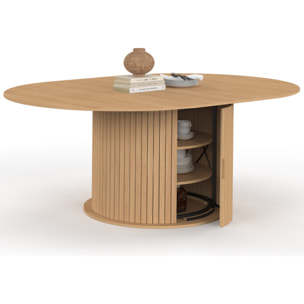 Table à manger ronde extensible Albane avec rangement Ø140-200cm