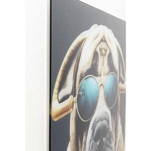 Tableau en verre chien lunettes 60x80cm Kare Design