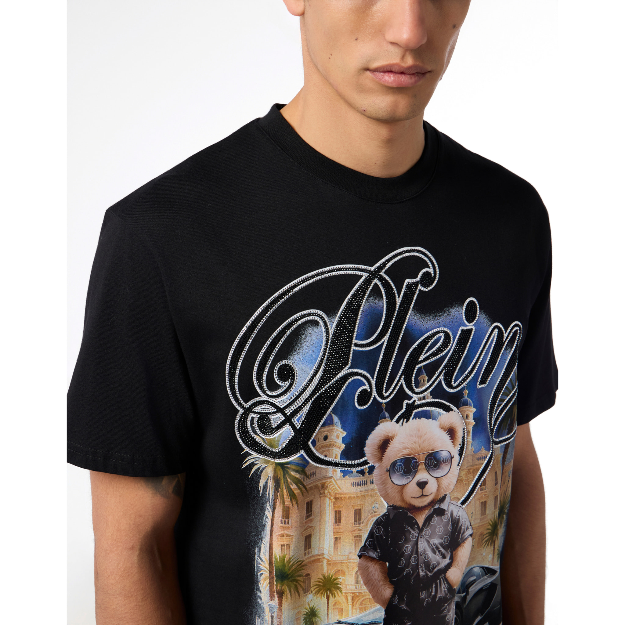 PHILIPP PLEIN Round Neck T-Shirt Teddy Racing