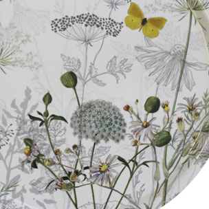 Plateau bois imprimé gris jaune Escapades magiques blanc