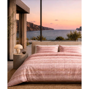 Parure Copripiumino Trama Rosa in Cotone 100% Made in Italy, Stampa Digitale HD