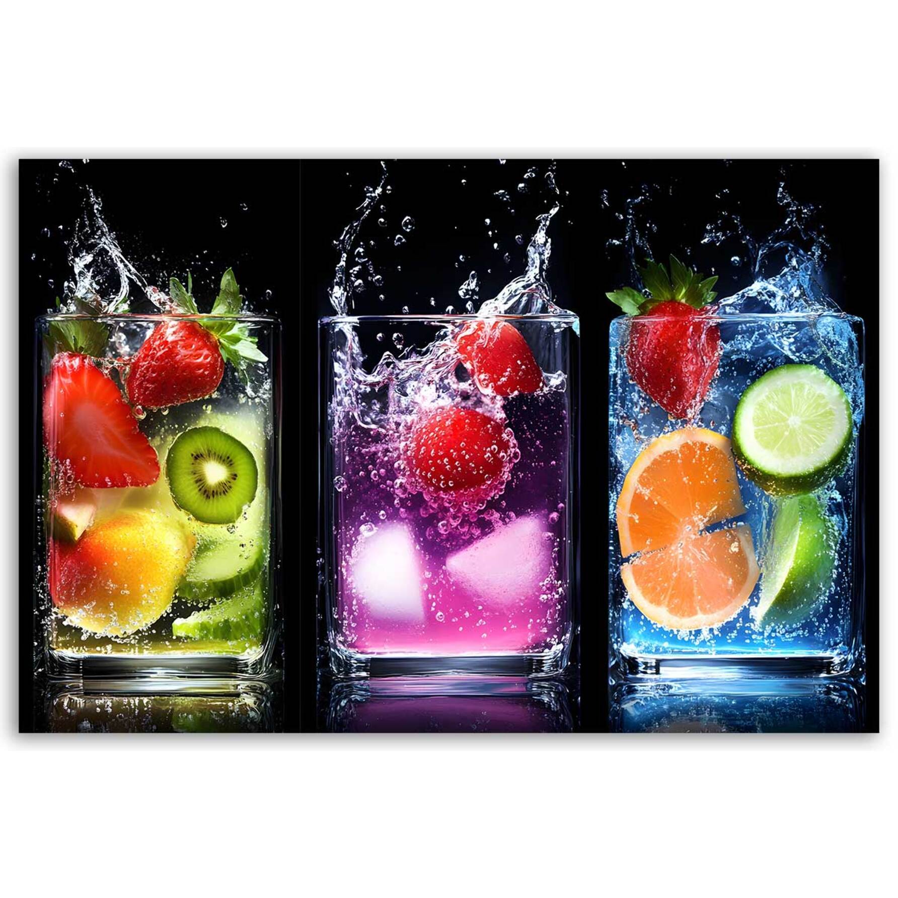 Tableau trio de verres fruitifiés Toile imprimée