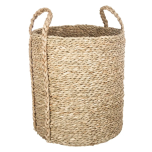 Set de 3 paniers à anses ronds roseau tressé D22/26/34cm