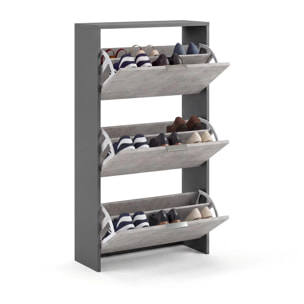 Zapatero de 3 puertas abatibles en gris grafito y gris cemento 60x113 cm Remi Gris Grafito - Gris Cemento