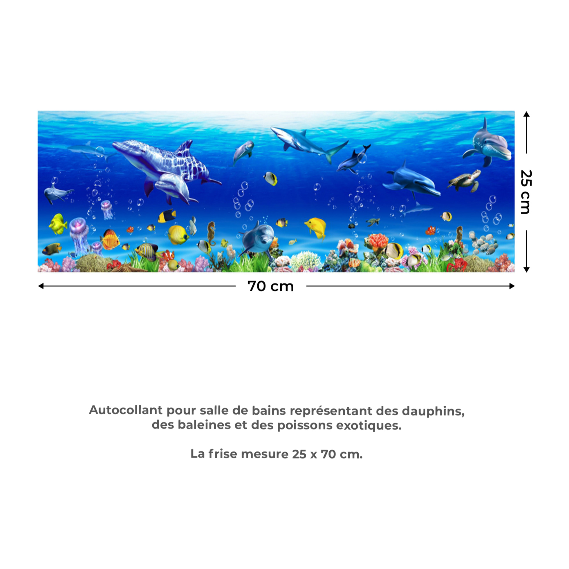 Stickers Muraux décoration adhésifs salle de bain dauphin, baleine, poissons exotiques